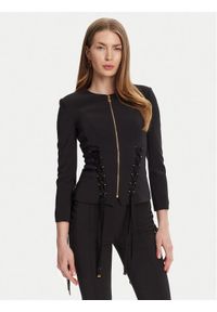 Elisabetta Franchi Marynarka GI-135-51E2 Czarny Regular Fit. Kolor: czarny. Materiał: syntetyk