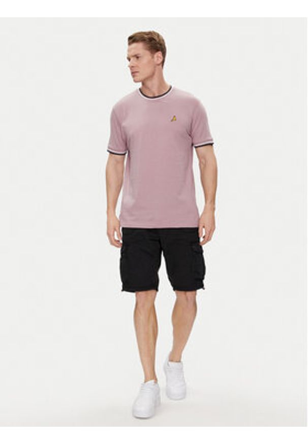 Brave Soul T-Shirt MTS-149FEDERERF Różowy Straight Fit. Kolor: różowy. Materiał: bawełna