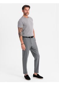 Ombre Clothing - Męski klasyczny bawełniany T-shirt BASIC - szary V3. Okazja: na co dzień. Kolor: szary. Materiał: bawełna. Styl: klasyczny #6