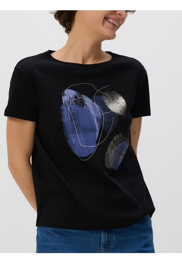 Reserved - T-shirt z nadrukiem - czarny. Kolor: czarny. Materiał: bawełna. Wzór: nadruk