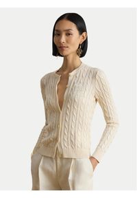 Lauren Ralph Lauren - LAUREN RALPH LAUREN Kardigan 200P14040001 Kremowy Regular Fit. Kolor: kremowy. Materiał: bawełna #1