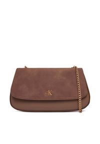 Calvin Klein Torebka Ck Conv Chain Brushed Medium Bag LV04F3407G Beżowy. Kolor: beżowy. Materiał: skórzane #5