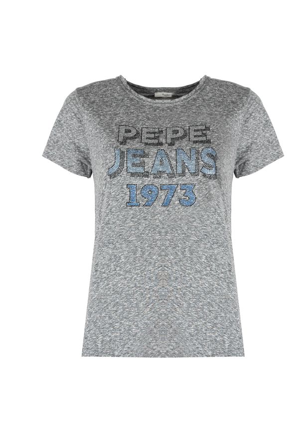 Pepe Jeans T-Shirt "Bibiana" | PL504817 | Bibiana | Kobieta | Szary. Okazja: na co dzień. Kolor: szary. Materiał: bawełna, wiskoza, poliester. Wzór: nadruk, aplikacja. Styl: casual