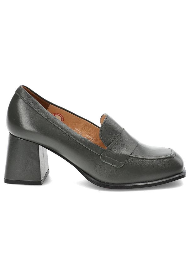 Szare Półbuty Armodo Damskie Eleganckie Buty. Okazja: na spotkanie biznesowe. Zapięcie: bez zapięcia. Kolor: szary. Materiał: skóra. Szerokość cholewki: normalna. Obcas: na obcasie. Styl: elegancki. Wysokość obcasa: średni