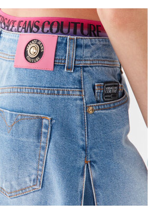 Versace Jeans Couture Spódnica mini 74HAE85B Niebieski Regular Fit. Kolor: niebieski. Materiał: bawełna