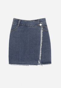 Born2be - Granatowe Jeansowe Spódnico-Spodenki Jeansowe z Bawełny z Wysokim Stanem Neliatha. Okazja: na co dzień. Stan: podwyższony. Kolor: niebieski. Materiał: jeans, bawełna. Długość: krótkie. Styl: elegancki, wizytowy, casual