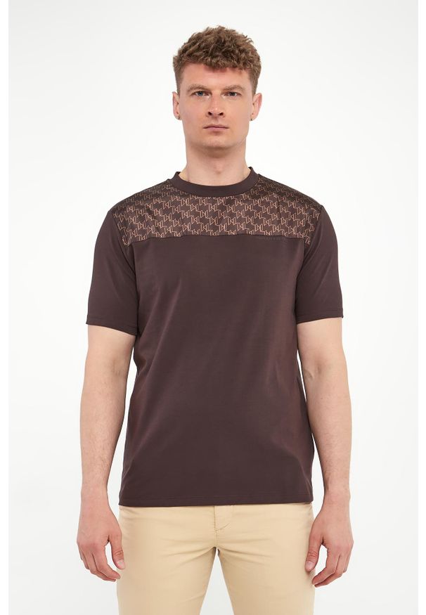 Karl Lagerfeld - T-shirt męski z nadrukiem logo KARL LAGERFELD. Wzór: nadruk