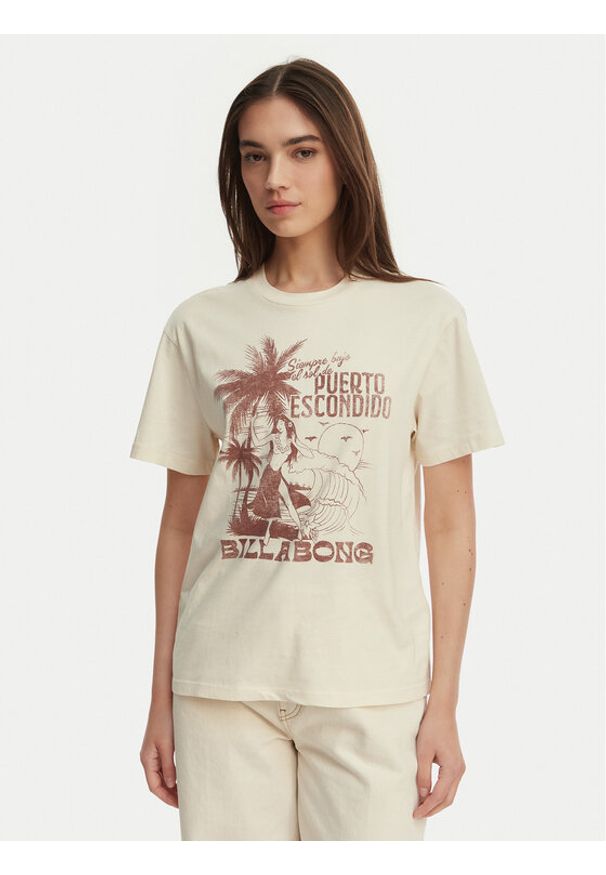 Billabong T-Shirt Oriana EBJZT00474 Beżowy Regular Fit. Kolor: beżowy. Materiał: bawełna