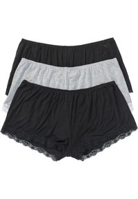 bonprix - Luźniejsze bokserki z wiskozy (3 pary). Kolor: czarny. Materiał: wiskoza. Wzór: koronka #1