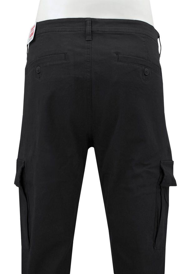 Bawełniane Spodnie z Bocznymi Kieszeniami (Cargo) - Pako Jeans - Czarne. Kolor: czarny. Materiał: elastan, bawełna