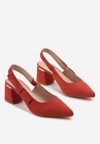 Born2be - Czerwone Sandały Vices na Obcasie ze Skórzaną Wkładką Bez Pięty Vevazira. Okazja: na co dzień. Zapięcie: sprzączka. Kolor: czerwony. Wzór: motyw zwierzęcy. Materiał: skóra. Sezon: lato. Obcas: na obcasie. Styl: casual, klasyczny, elegancki. Wysokość obcasa: średni #9