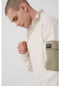Dr. Denim bluza bawełniana męska kolor beżowy gładka. Kolor: beżowy. Materiał: denim, bawełna. Długość: krótkie. Wzór: gładki