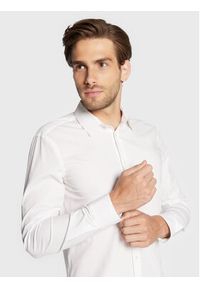 Sisley Koszula 5CNX5QL19 Biały Slim Fit. Kolor: biały. Materiał: bawełna #3