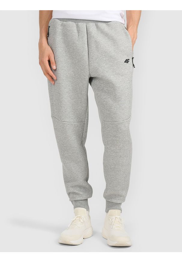 4f - 4F Spodnie dresowe joggery męskie - szare S. Kolor: szary. Materiał: dresówka. Sport: fitness