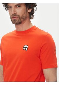 Karl Lagerfeld - KARL LAGERFELD T-Shirt 755710 552224 Czerwony Regular Fit. Typ kołnierza: dekolt w karo. Kolor: czerwony. Materiał: bawełna #4