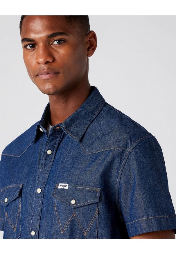 Wrangler - WRANGLER SS WESTERN SHIRT MĘSKA KOSZULA JEANSOWA SPOTLITE W5J05K38N 112146126. Materiał: jeans