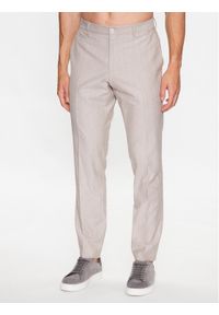 BOSS - Boss Spodnie materiałowe H-Genius-224 50489421 Beżowy Slim Fit. Kolor: beżowy. Materiał: bawełna, wełna, materiał