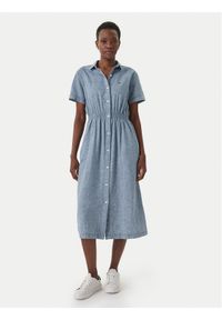 Tommy Jeans Sukienka koszulowa DW0DW18556 Niebieski Relaxed Fit. Kolor: niebieski. Materiał: bawełna. Typ sukienki: koszulowe #1