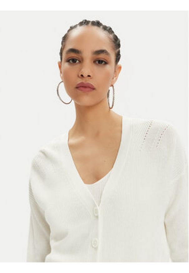 Vero Moda Kardigan New Lex Sun 10281878 Biały Regular Fit. Kolor: biały. Materiał: wiskoza