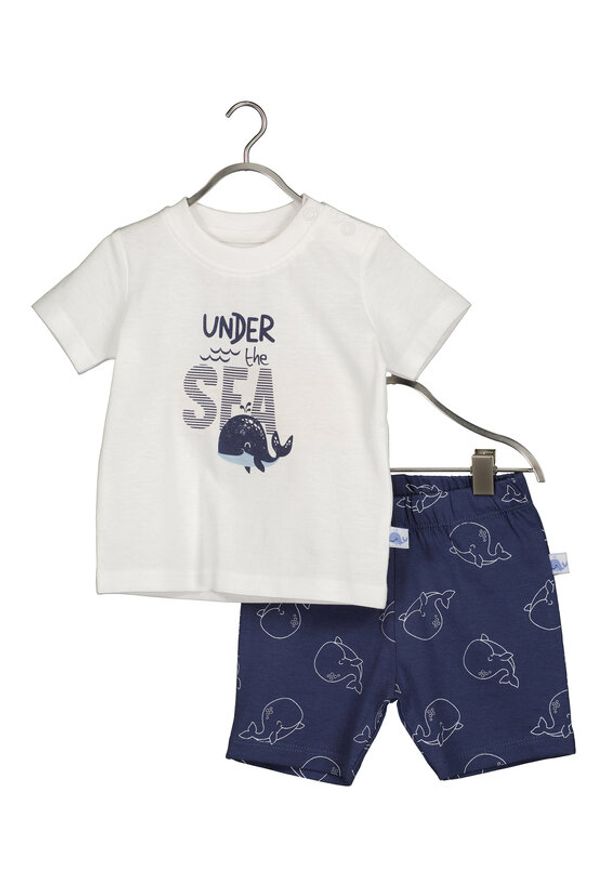 Blue Seven Komplet t-shirt i spodenki 422181 X Granatowy Regular Fit. Kolor: niebieski. Materiał: bawełna