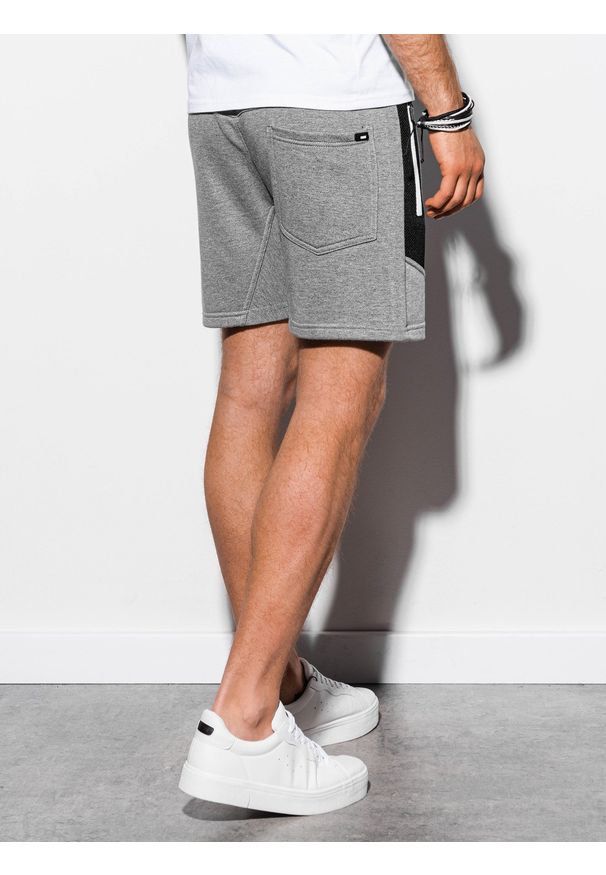 Ombre Clothing - Krótkie spodenki męskie dresowe W240 - szary melanż - XXL. Kolor: szary. Materiał: dresówka. Długość: krótkie. Wzór: melanż