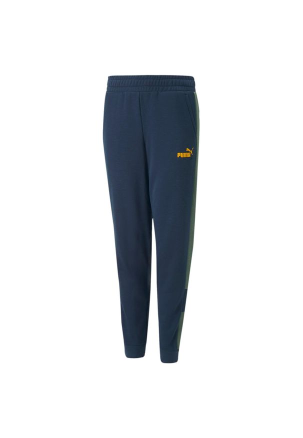 Spodnie dla dzieci Puma ESS+ COLORBLOCK. Kolor: niebieski