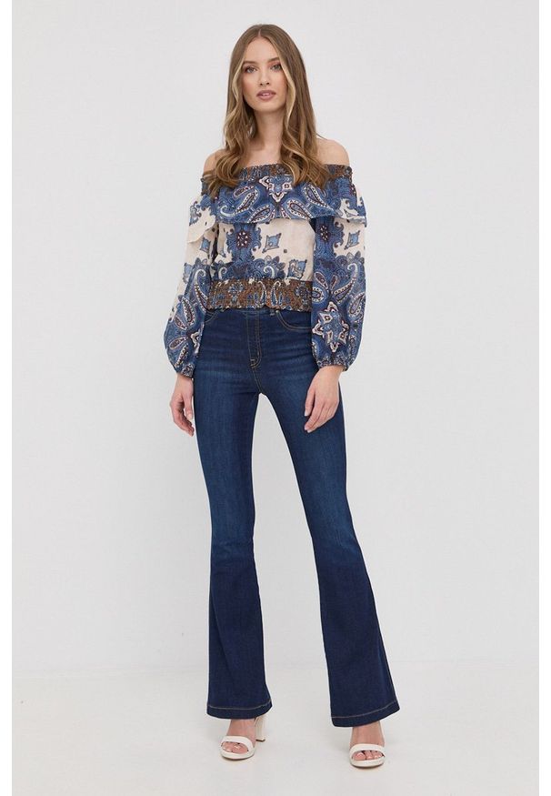 Spanx jeansy damskie high waist. Stan: podwyższony. Kolor: niebieski