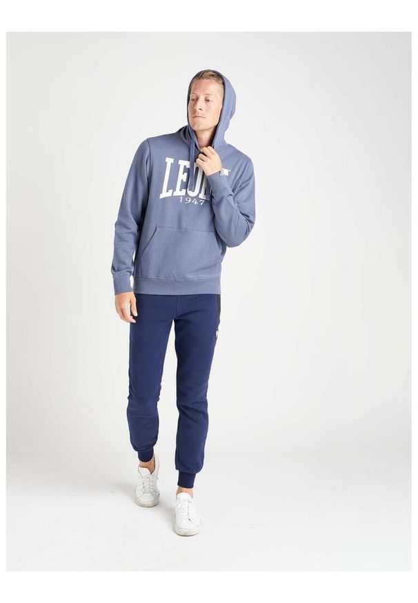 LEONE 1947 APPAREL - Męska bluza z kapturem Leone 1947 Apparel. Typ kołnierza: kaptur. Kolor: szary, niebieski, wielokolorowy. Materiał: tkanina. Sport: fitness