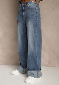 Renee - Niebieskie Jeansy High Waist Wide Leg z Podwiniętymi Nogawkami Nymthine. Stan: podwyższony. Kolor: niebieski. Styl: klasyczny #6