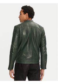 Serge Pariente Kurtka skórzana Leman 2 Zielony Slim Fit. Kolor: zielony. Materiał: skóra #3