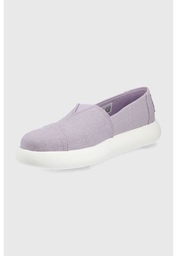 Toms espadryle Alpargata Mallow kolor fioletowy na platformie. Nosek buta: okrągły. Kolor: fioletowy. Materiał: materiał. Wzór: gładki. Obcas: na platformie