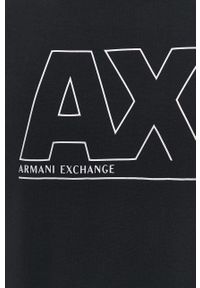 Armani Exchange Bluza męska kolor czarny z kapturem z nadrukiem. Okazja: na co dzień. Typ kołnierza: kaptur. Kolor: czarny. Materiał: dzianina. Wzór: nadruk. Styl: casual #5