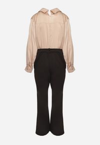 Born2be - Czarno-Beżowy Elegancki Kombinezon z Kopertową Górą i Szerokim Dołem Boleeti. Okazja: na co dzień. Kolor: czarny. Styl: elegancki #3