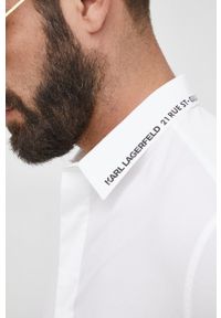 Karl Lagerfeld koszula męska kolor biały regular z kołnierzykiem klasycznym. Typ kołnierza: kołnierzyk klasyczny. Kolor: biały. Materiał: tkanina. Długość rękawa: długi rękaw. Długość: długie. Styl: klasyczny #3