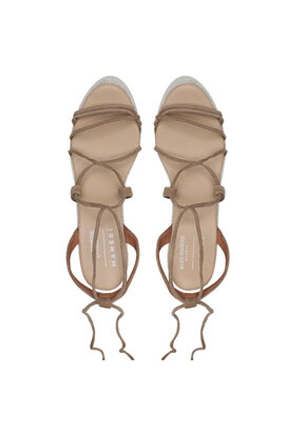 Manebi Espadryle Soft Suede Lace-Up Wedge Espadrilles L 8.7 WA Brązowy. Kolor: brązowy. Materiał: zamsz, skóra