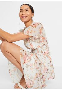 bonprix - Sukienka midi. Typ kołnierza: dekolt w serek. Kolor: biały. Wzór: kwiaty. Długość: midi #2