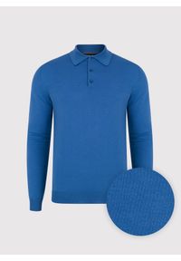 Pako Lorente - PAKO LORENTE – Męski niebieski sweter z kołnierzykiem polo. Typ kołnierza: polo. Kolor: niebieski. Materiał: wełna, akryl, poliamid. Wzór: melanż. Sezon: zima, jesień