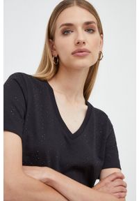 Silvian Heach t-shirt bawełniany damski kolor czarny. Kolor: czarny. Materiał: bawełna. Długość rękawa: krótki rękaw. Długość: krótkie #1