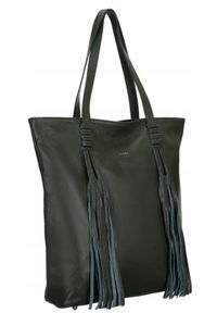 ROVICKY - Shopperka skórzana boho Rovicky TWR-164 zielona. Kolor: zielony. Dodatki: z frędzlami, z breloczkiem. Materiał: skórzane. Styl: boho