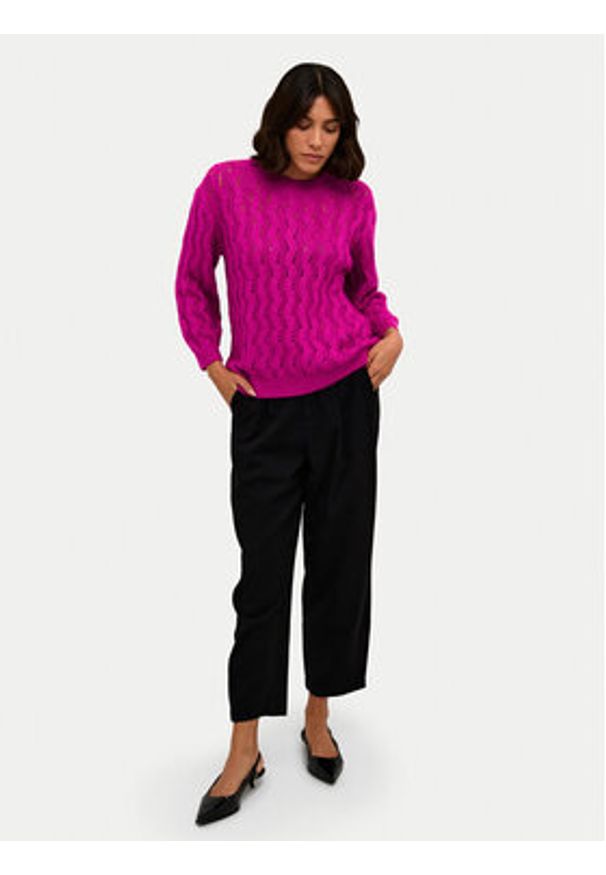 Kaffe Sweter Lena 10508807 Różowy Regular Fit. Kolor: różowy. Materiał: syntetyk, bawełna