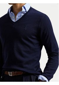 Polo Ralph Lauren Sweter 710946142001 Granatowy Slim Fit. Typ kołnierza: polo. Kolor: niebieski. Materiał: wełna #4