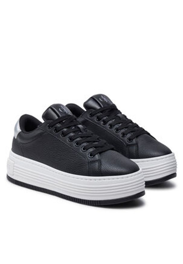 Calvin Klein Jeans Sneakersy Bold Flatf Low Mix Ohb YW0YW01632 Czarny. Kolor: czarny. Materiał: skóra
