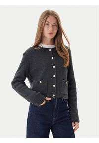 TOMMY HILFIGER - Tommy Hilfiger Kardigan WW0WW46441 Szary Regular Fit. Kolor: szary. Materiał: wełna