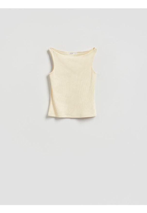 Reserved - Prążkowany top - jasnożółty. Kolor: żółty. Materiał: prążkowany