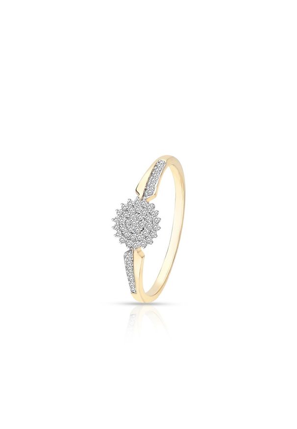 W.KRUK Pierścionek Złoty - złoto 585, Diament 0,14ct - ZCG/P+1065K. Materiał: złote. Kolor: złoty. Wzór: aplikacja. Kamień szlachetny: diament