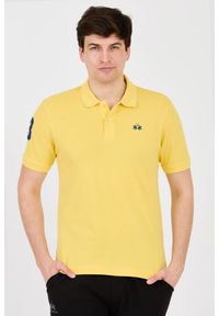 La Martina - LA MARTINA Żółte męskie polo z małym logo, Rozmiar XL. Typ kołnierza: polo. Kolor: żółty #1