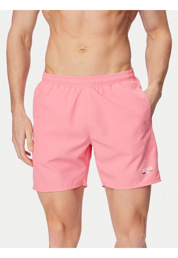 BOSS Szorty kąpielowe Swordfish 50554613 Różowy jasny Regular Fit. Kolor: różowy. Materiał: syntetyk