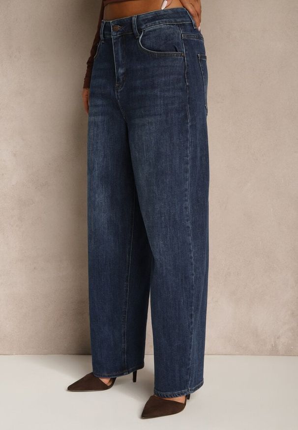 Renee - Niebieskie Jeansy High Waist Barrel Fit Salisette. Okazja: na co dzień. Stan: podwyższony. Kolor: niebieski. Styl: casual