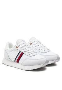 TOMMY HILFIGER - Tommy Hilfiger Sneakersy Essential Runner Global Stripes FW0FW08005 Biały. Kolor: biały. Materiał: materiał