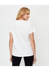 Pinko - PINKO - Biały t-shirt z nadrukiem Demetrio. Okazja: na co dzień. Kolor: biały. Materiał: jeans, bawełna. Długość rękawa: krótki rękaw. Wzór: nadruk. Styl: klasyczny, casual #2